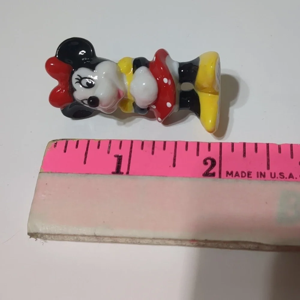 Minnie Mouse Glass Figurine Vintage Tiny Bone China Disney Taiwan
